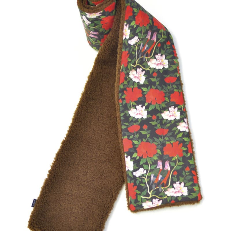 HAUT COLLECTION Шарф Huyun Прекрасные птицы в цветах Lovely birds in flowers gray Mayfashion