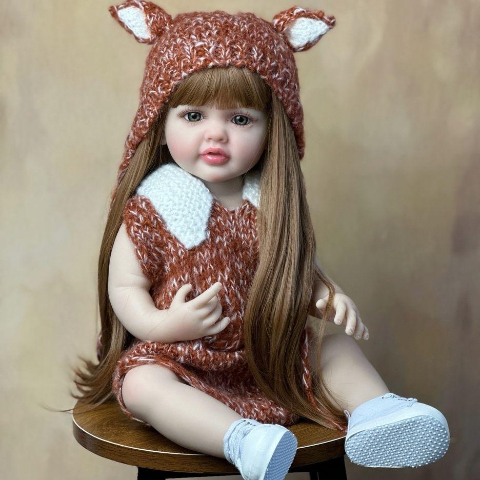 BZDOLL Реалистичная кукла Reborn Baby 55 см 22 дюйма для девочек, полностью мягкое силиконовое тело, принцесса для малышей Bebe, подарок на день рождения same as picture gray BZDOLL Reborn