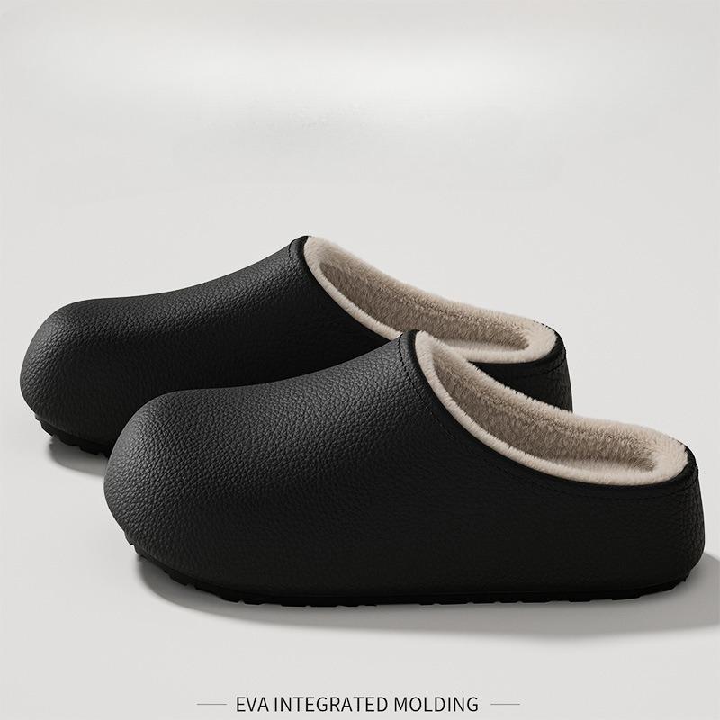 Тапочки мужские 2025 новый стиль Баотоу водонепроницаемые и нескользящие Домашние хлопковые тапочки для осени и зимы 36-37 чёрный QM Dream
