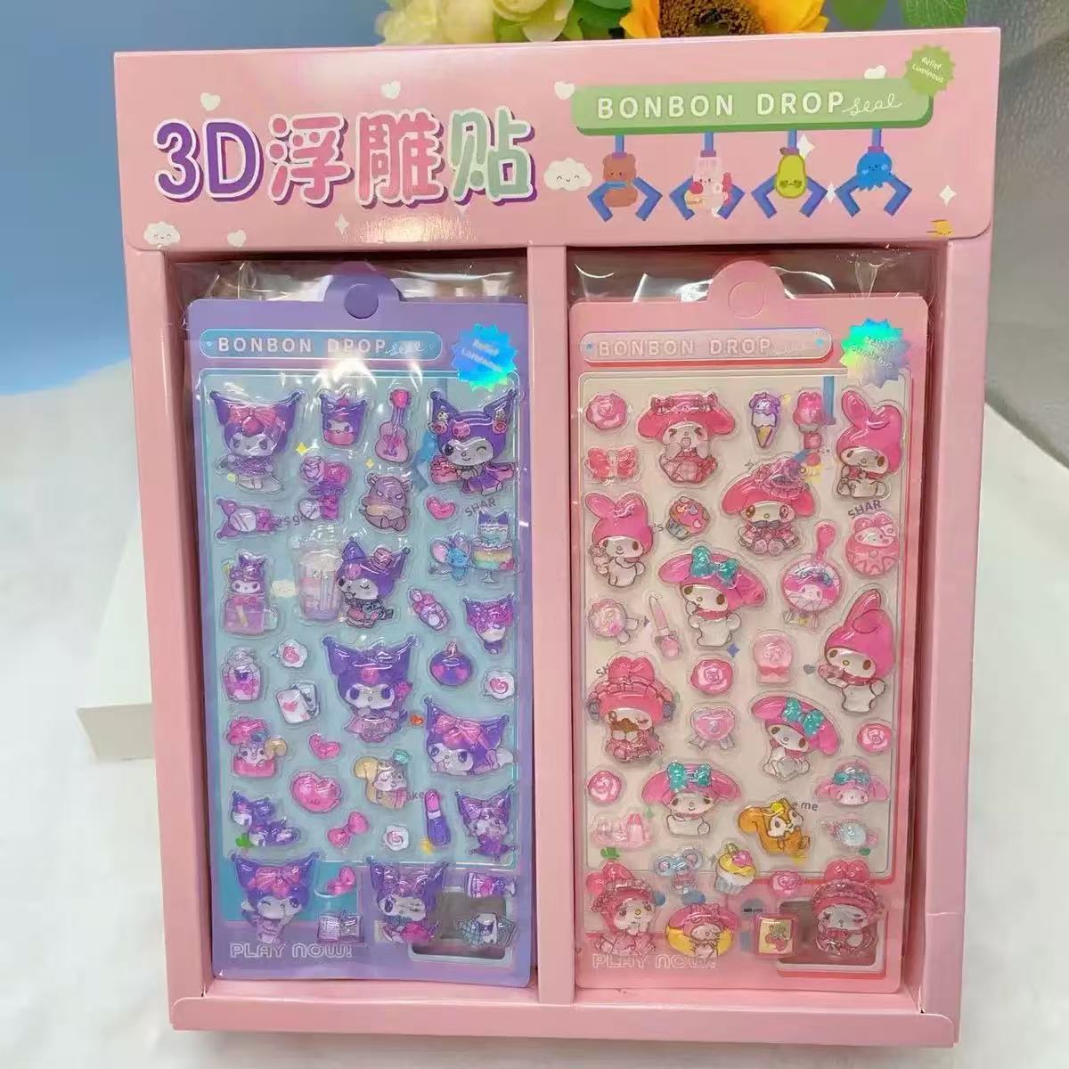 3d Hello Kitty Relief Crystal Stickers Diy Creative Decoration Crayon Shin-chan Crystal Stickers Phone Case Decoration Stickers Random 1 PCS Sticker gray Prettiest Time