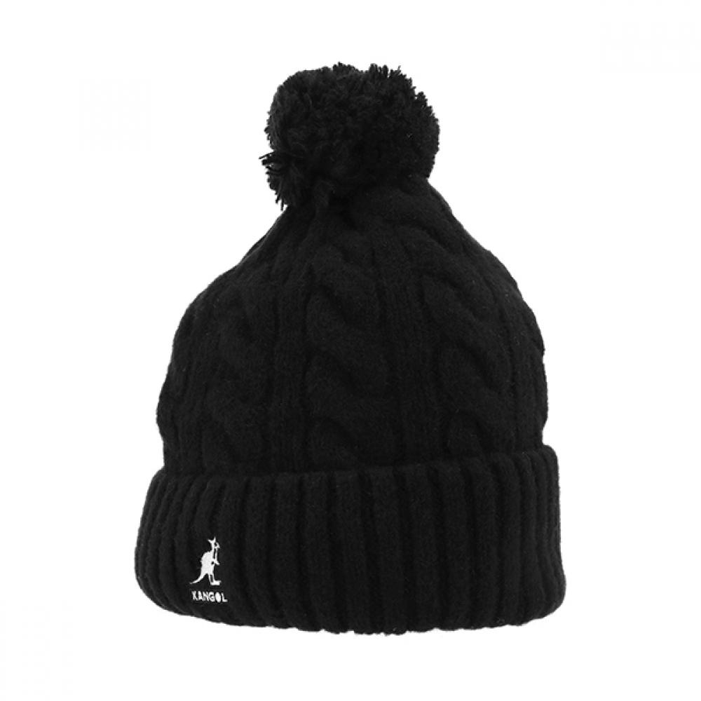 Kangol K4460sm Черная вязаная шапка с помпоном и кабельным узором K4460SM BLACK black TrendMecca Watches