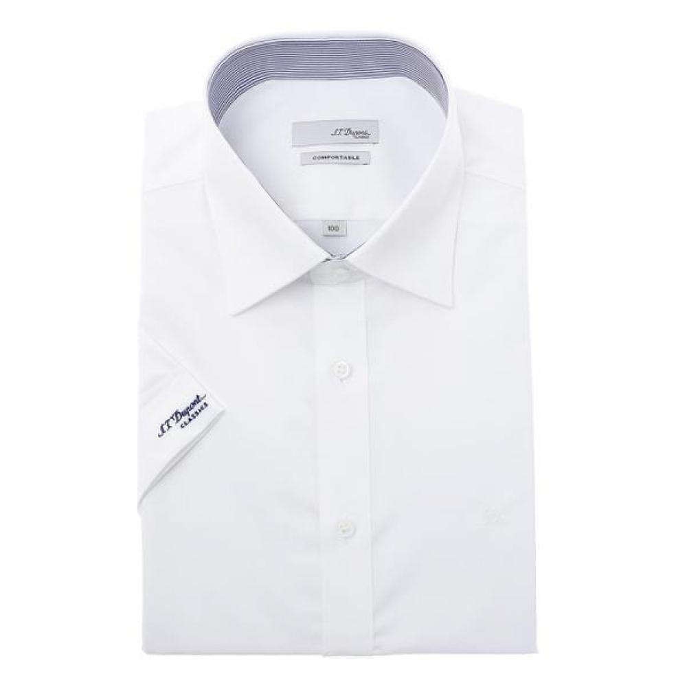 S.t. Dupont Short Sleeve Slim Fit Spandex Logo Shirt Se5mm22hs921swh 95 white