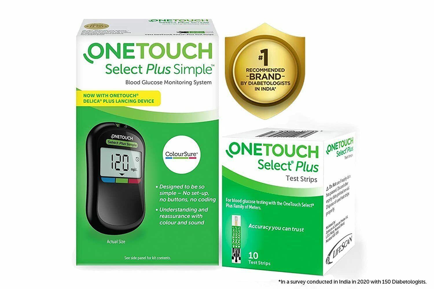 Простой глюкометр OneTouch Select Plus с 10 бесплатными полосками черного цвета БЕСПЛАТНАЯ ДОСТАВКА green