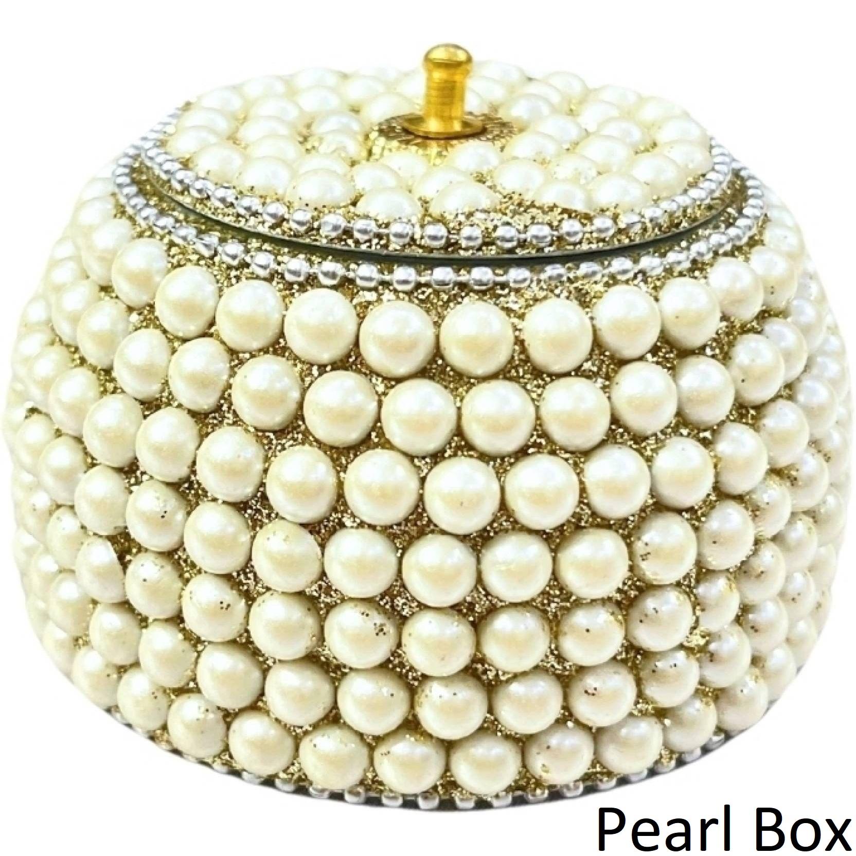 Декоративная шкатулка ADORN WORLD Off White Pearl Box - 3 см  (Металл, Многоцветный) beige Navya Handicraft