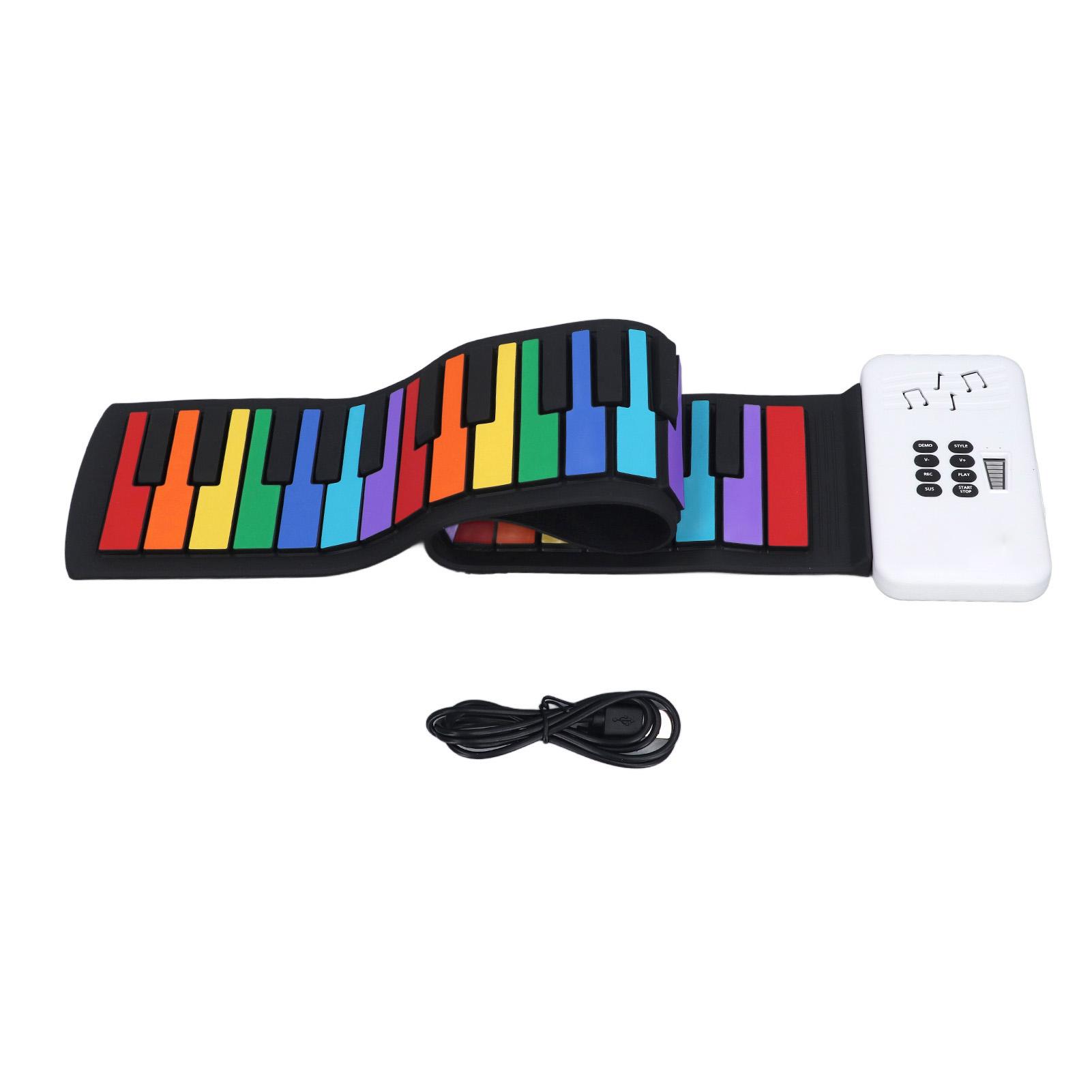 49 клавиш Roll Up Piano Утолщенный силиконовый водонепроницаемый 500 мАч цветной складной электронный фортепианный музыкальный инструмент black Automobile and motorcycle supplies