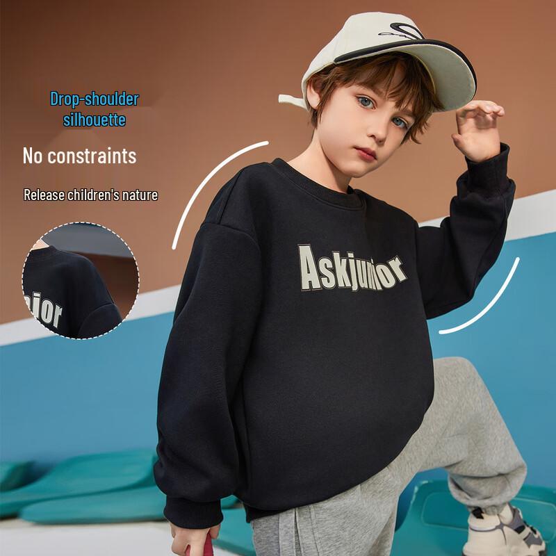 ASK JUNIOR Мальчики Свитшот с принтом букв 110 чёрный JDST SELECTION