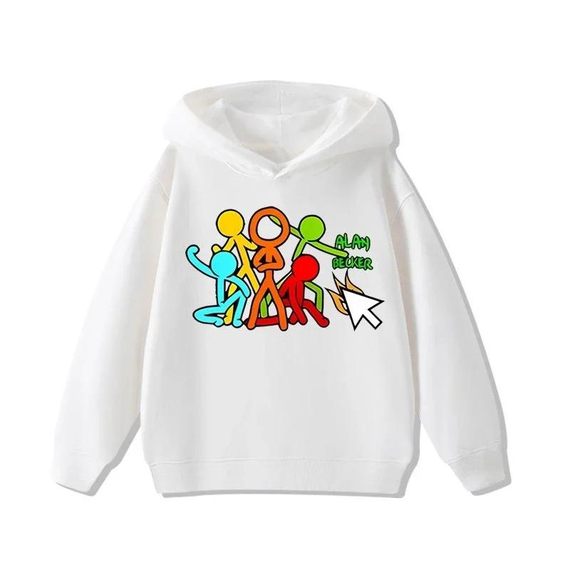 Худи с капюшоном Alan Becker Stickman для мальчиков и девочек, осенняя, повседневная, удобная, теплая куртка 160 white Anime Enthusiast Hoodie