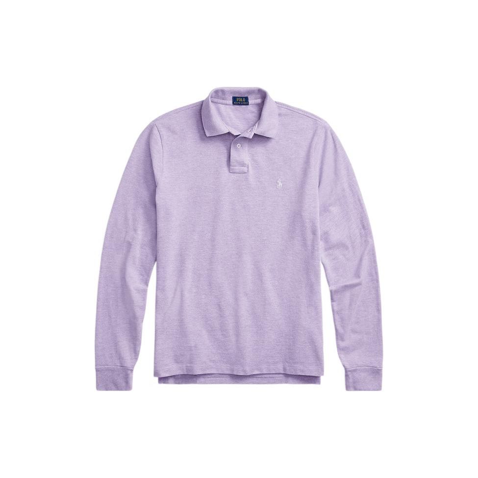 Polo Ralph Lauren SS22 Solid Cotton Slim Fit Polo Shirt Long Sleeve Men tops Purple MNPOKNI16821799-500 XS white