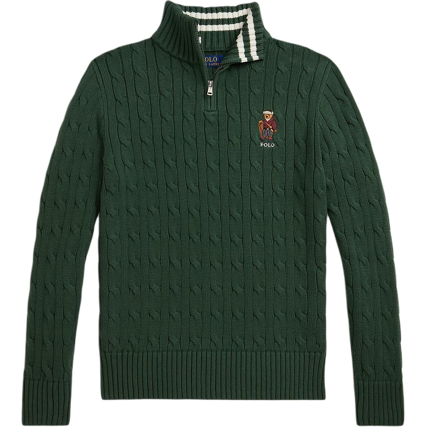 Свитер Polo Ralph Lauren в рубчик, воротник-стойка на молнии, полосатая отделка, длинный рукав, для детей, детские топы 323981627-001 S black