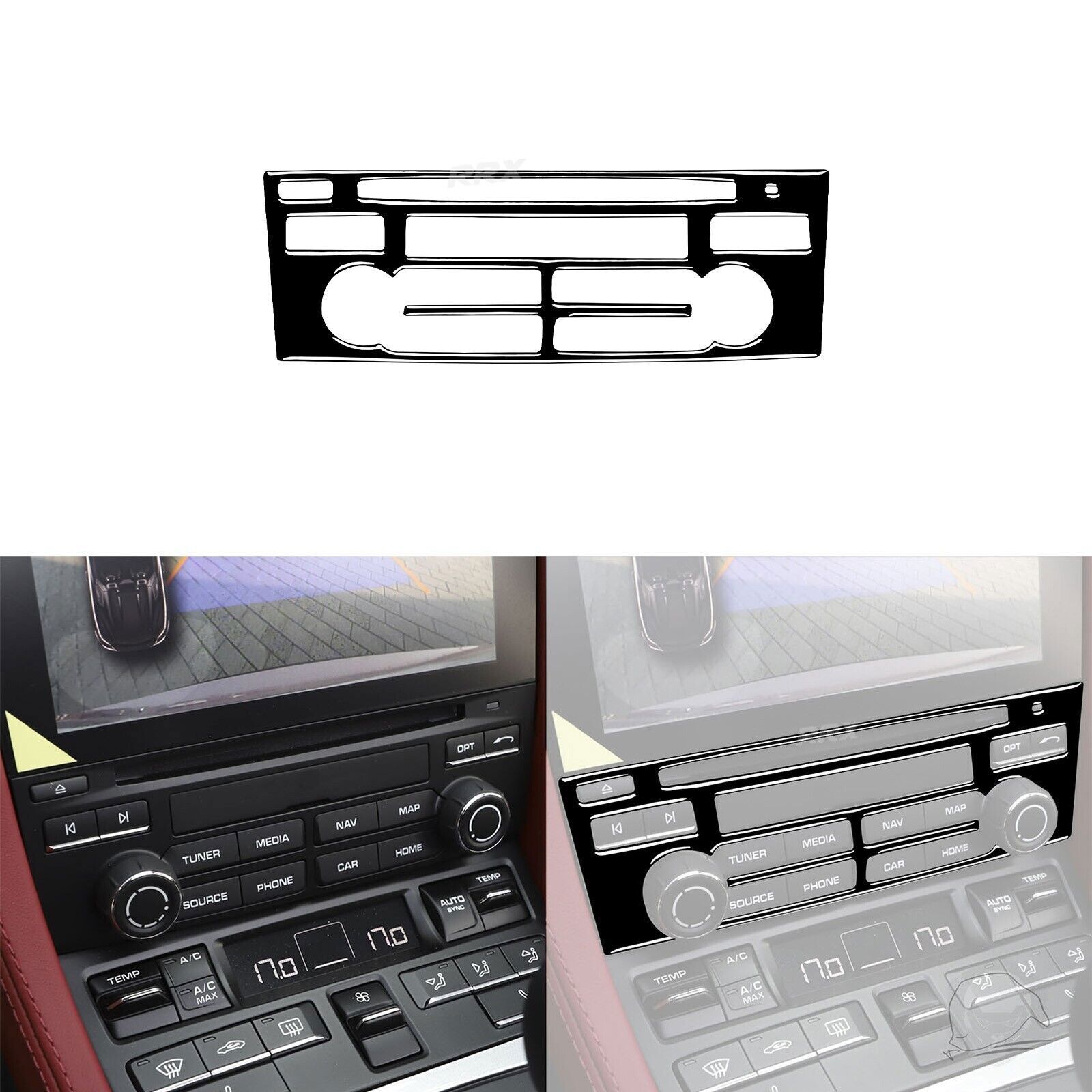 Piano Black Console CD Radio Panel Cover For Porsche 718 Boxster Cayman 2016-22 gray Bavin03