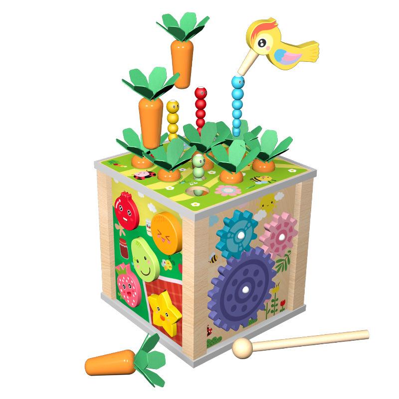 Детская многофункциональная шкатулка сокровищ Коробка для монет Игра на пианино Вытягивание редиса Сопоставление фруктов Строительный блок Развивающая игрушка green Bai Fen Bai dolls and toys