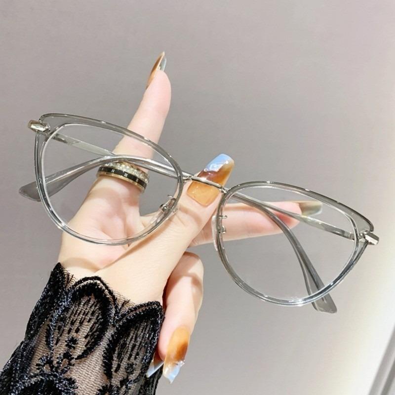 Ins Cat Eye очки Cold Tea Color HD Anti Blue Light очки оправа Advanced Plain отбеливающие очки gray Exquisite fashion items