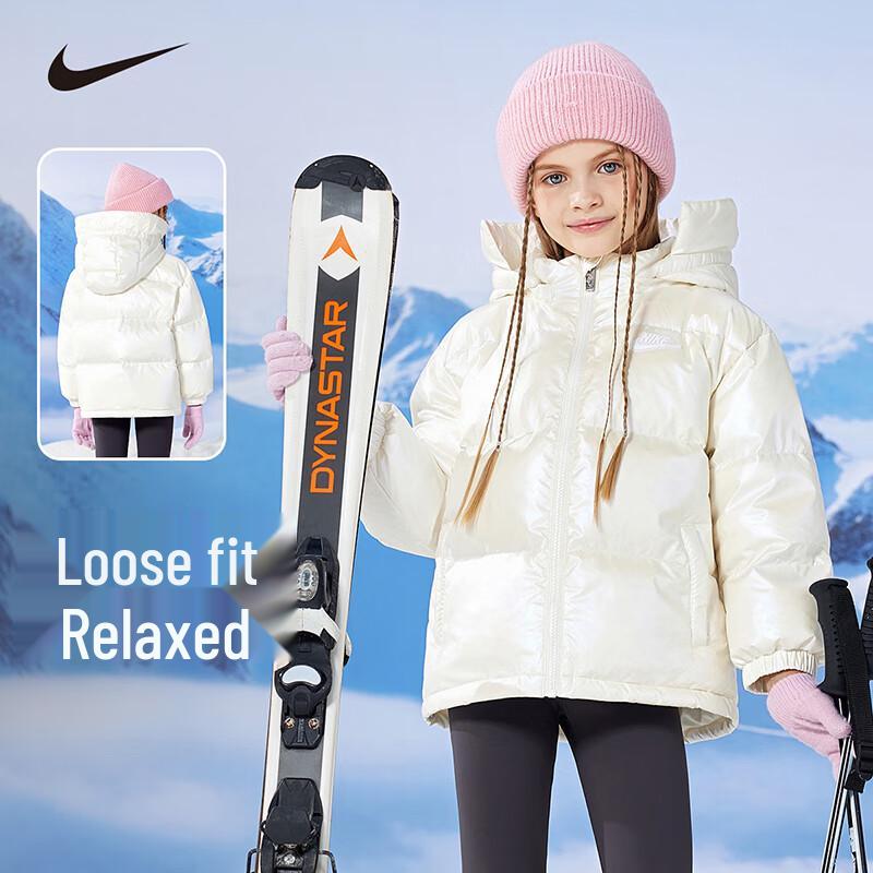 Короткая пуховая куртка Nike для девочек со съемным капюшоном 120 /60 (110-116cm) хлопок конфеты