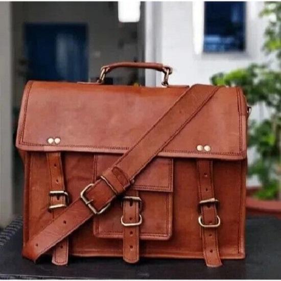 Сумка для ноутбука Портфель Винтажная Свежая Кожа Мужская Сумка-мессенджер На плечо 18 x 14 x 6 in коричневый NAVYA Genuine leather Bags