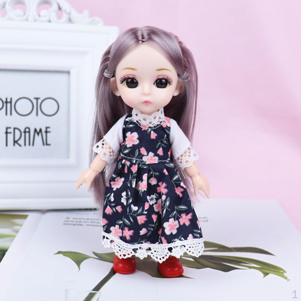 Кукла-девочка 16 см, тело с 3D глазами /6 кукол E gray Handy Hobbies