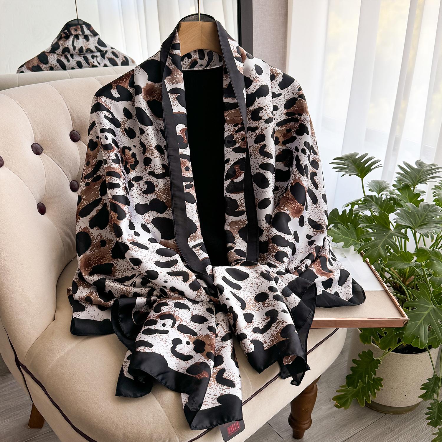 90*180cm Fashion Luxury Silk Scarf Women Soft Smooth Scarves Wrap Hijab Outdoors Muffler Long Shawl Beach sun protection шоколадный Silk City Scarf