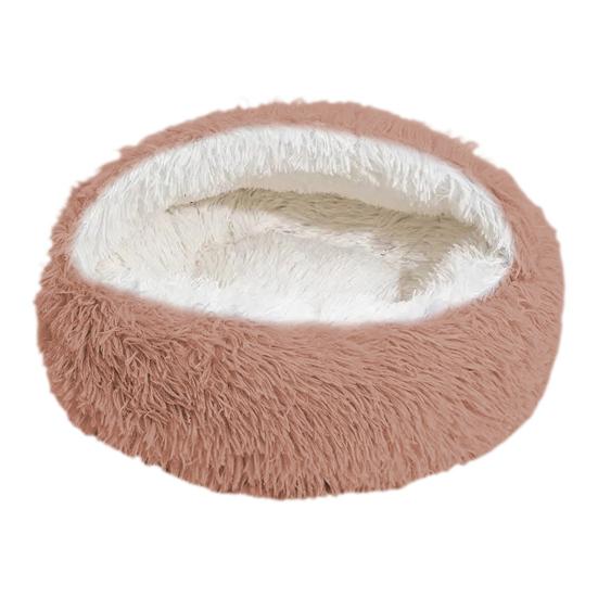 Кровать-гнездо Pet Shell, теплая, успокаивающая пещера для кошек с капюшоном, полузакрытая, с пушистой плюшевой подкладкой, круглая кровать для маленьких и средних питомцев 40cm розовый Love Pet House