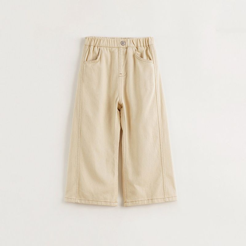[Same Style as in Shopping Malls] Mark Jenny Girls  Fashionable Flared Jeans Children s Wide-Leg Pants Spring and Autumn Trousers 241173 Shallow coffee 120 beige TAOMall