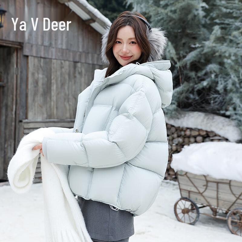 Женский короткий пуховик Yalu с капюшоном L gray JDST SELECTION