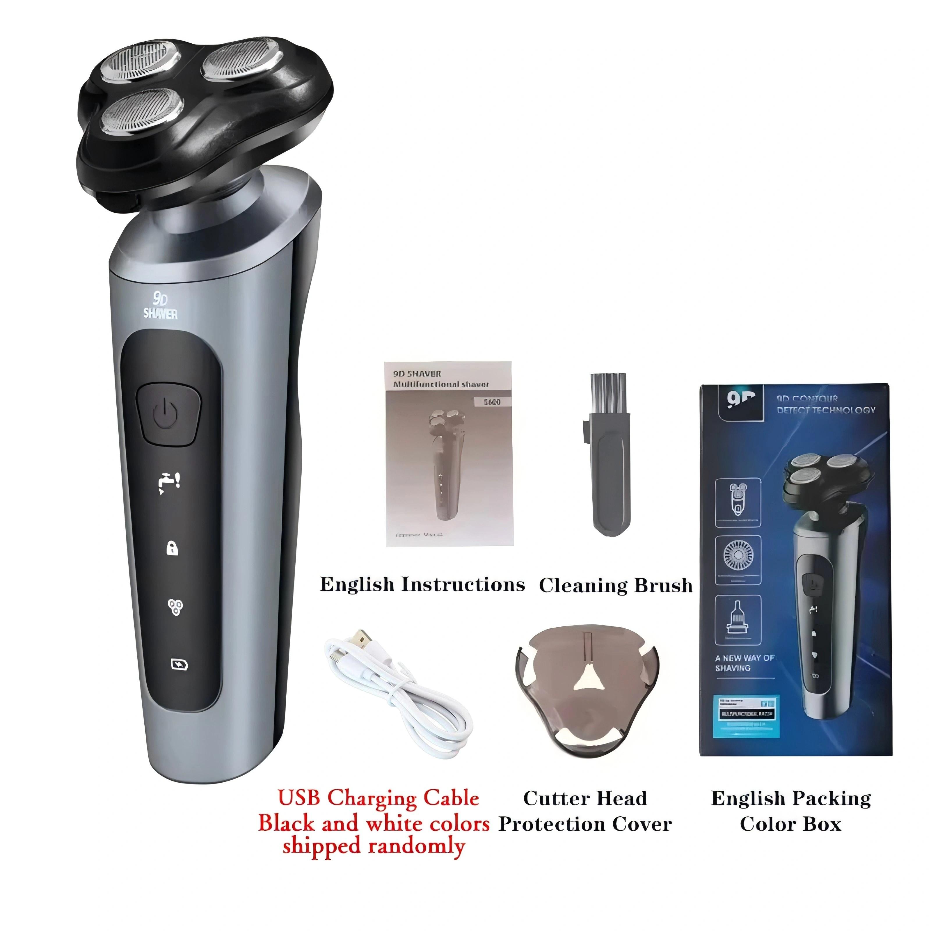 Электробритва с 3D плавающими лезвиями для мужчин - Долговечная батарея 1200 мАч | USB-зарядка | Водонепроницаемая беспроводная бритва для путешествий gray Light makeup