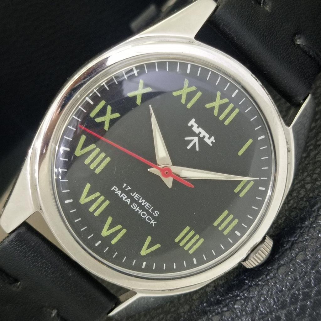 HMT РУЧНОЙ ЗАВОД ИНДИЙСКИЕ МУЖСКИЕ ВИНТАЖНЫЕ ЧАСЫ С РИМСКИМИ ЦИФРАМИ ЧЕРНЫЙ ЦИФЕРБЛАТ a702849-1 gray Vintagewatches