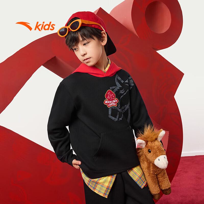 Худи с капюшоном Anta Kids для мальчиков, новинка 2026 года 160 black
