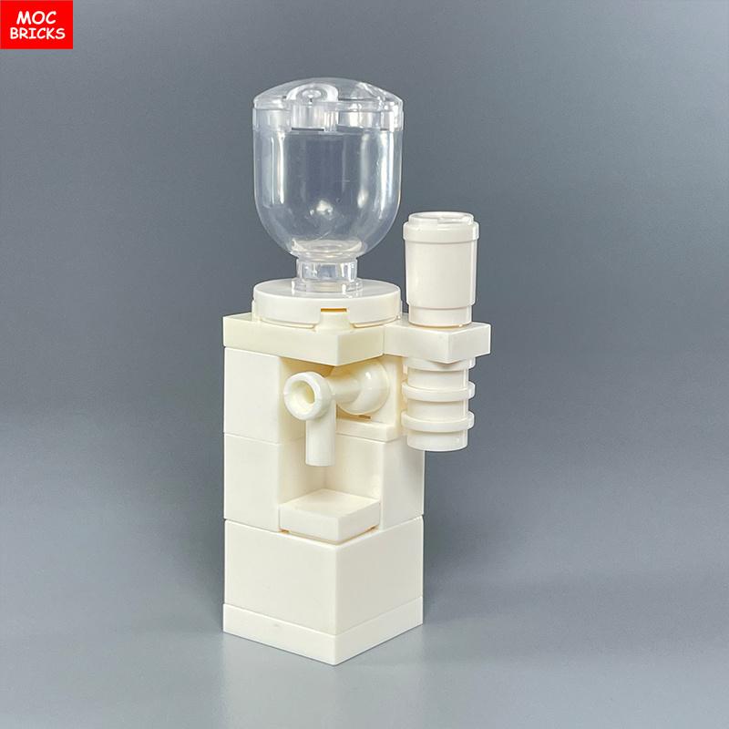 MOC Кубики Кухонный Шкаф Посуда Инструмент Кофемашина Диспенсер для Воды Кухонная Скамья Образовательный Строительный Блок Игрушка для Детей gray Professional fishing