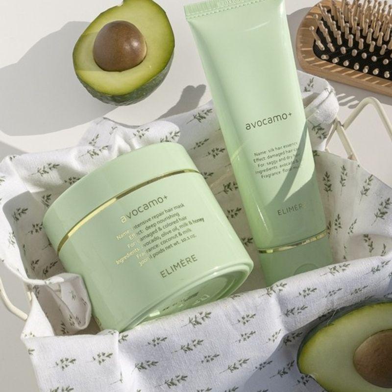 ELIMERE Набор Авокадо Премиум (Маска для волос 300 мл + Эссенция 120 мл) Avocado Hair Pack + Silk Essence Set beige