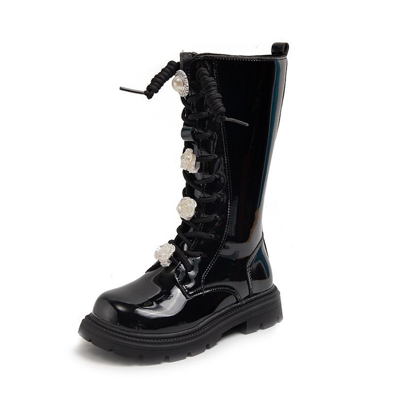 Зимние модные высокие сапоги из плюша для девочек 26 чёрный Gtime Shoes