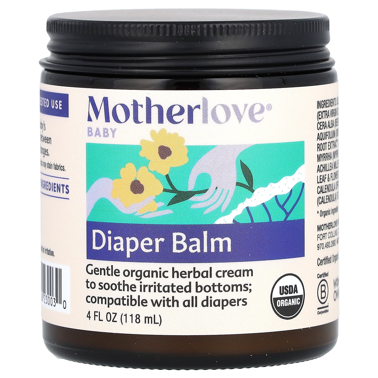 Motherlove, Baby, бальзам под подгузник, 4 жидких унции (118 мл) blue
