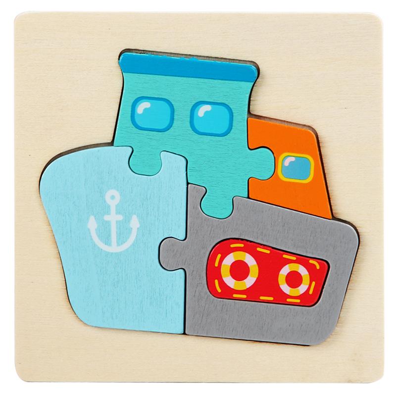 Детские деревянные игрушки 3D деревянная головоломка мультфильм животные познавательная головоломка раннее обучение развивающие игрушки для детей подарок blue Interesting toys