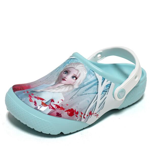 Детские сабо-сандалии Crocs Fun Wrap Frozen 2, цвет ледяной синий, для детей, юниоров, малышей, обувь Эльзы из мультфильма «Холодное сердце» 2061674O9/220mm(J3) white