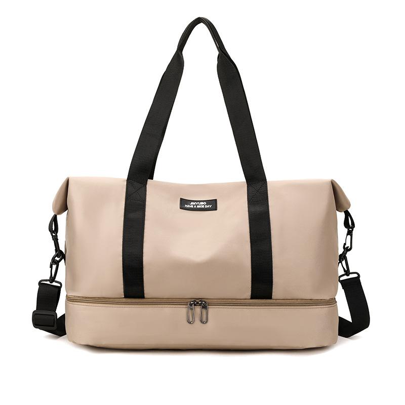 Simple casual nylon sports fitness bag student large-capacity wet and dry separation swimming training bag moving storage bag One size хаки Schoolbag