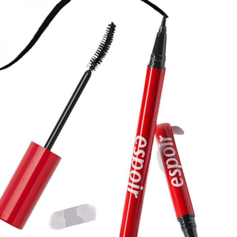 Espoir Набор No-merging Duo Set: водостойкая тушь для ресниц No-merging Mascara XP и подводка No-merging Brush Liner + красные щипцы для завивки ресниц, тушь для ресниц + подводка (коричневый) + Щипцы для завивки ресниц black