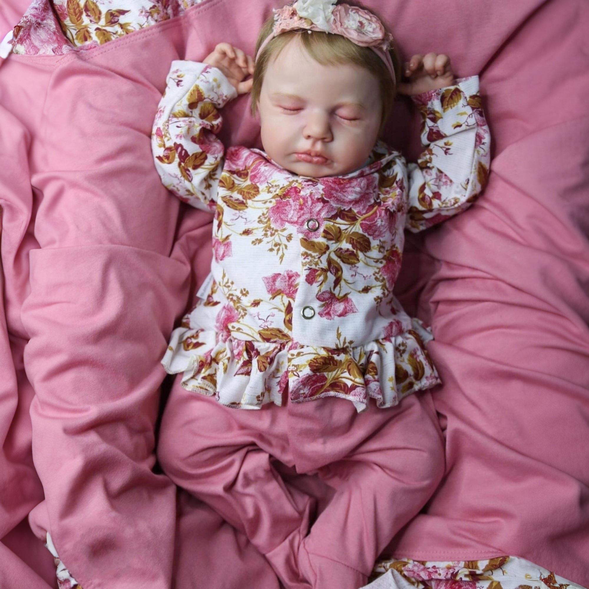 20 дюймов мягкие виниловые конечности тканевое тело спящая кукла LouLou Reborn Baby игрушка для девочки 50 см реалистичный детский подарок на день рождения игровой домик игрушка Finished 3D Skin розовый BZDOLL Reborn