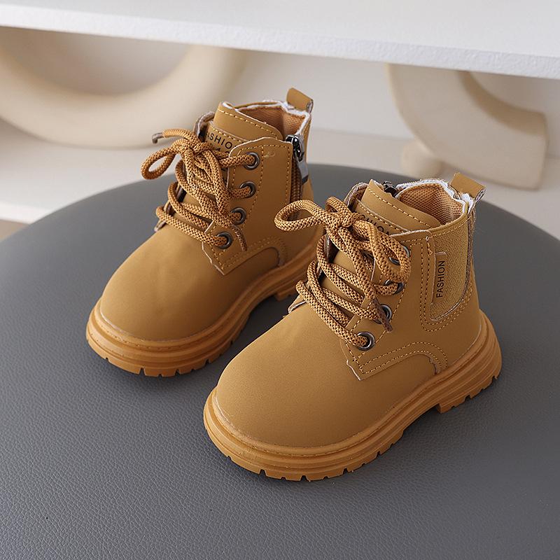 Детские одинарные ботинки, кожаные ботинки, нескользящие ботинки 21 brown Gtime Shoes