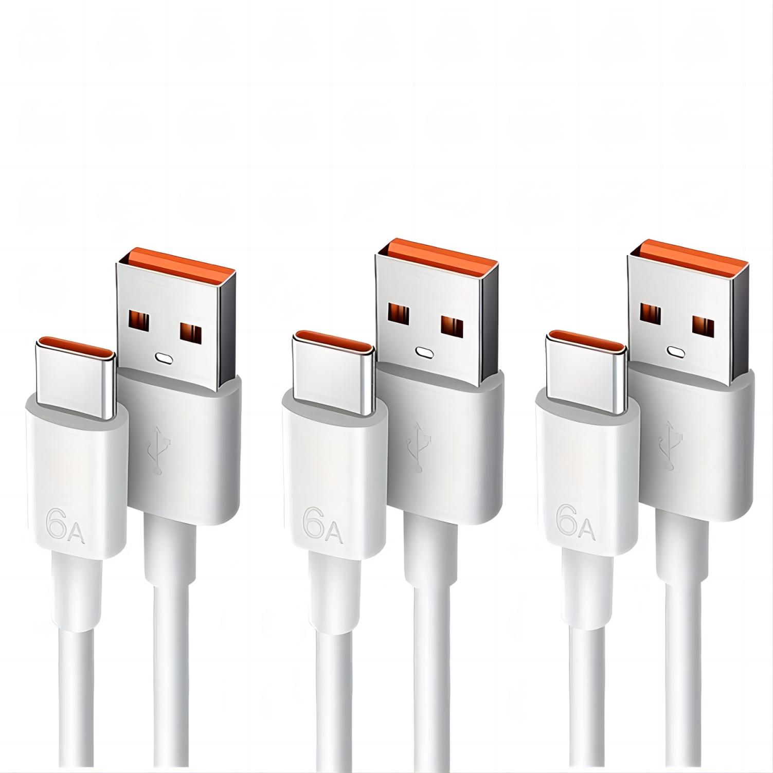 1M/3FT USB A to Type C кабель для быстрой зарядки телефона планшета ПК - 3 шт. в упаковке 1m white Charging set