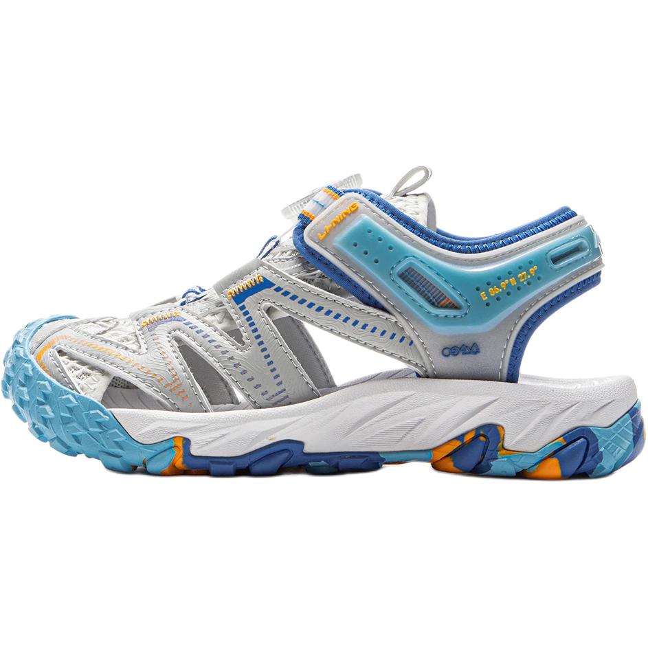Li Ning Детские уличные сандалии из синтетической кожи, удобные, мягкие, нескользящие, износостойкие, низкие, детские сандалии, статично-серые, светло-серые, YKEV028-7 28 gray Li-Ning