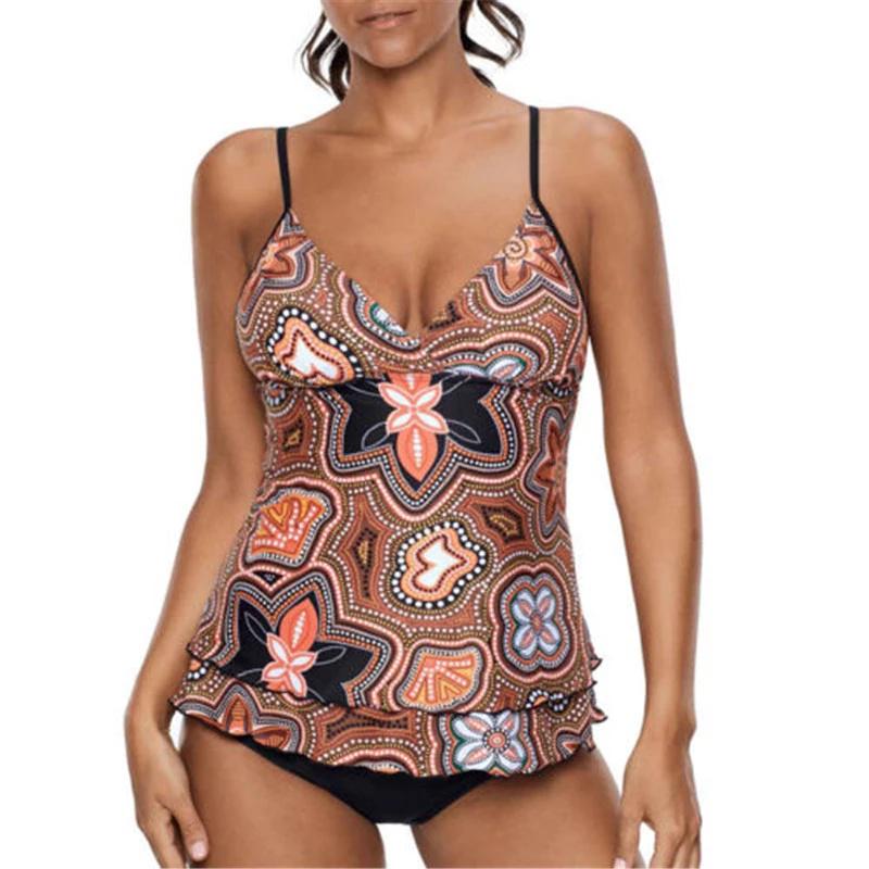Купальник из полиэстера. Маечка-танкини и плавки S оранжевый swimming suit