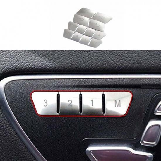 For Benz E-Class W212 Matte Silver 2010-15 Car Seat Memory Switch Button Sticker gray 91460000MAC3DCNJ7W