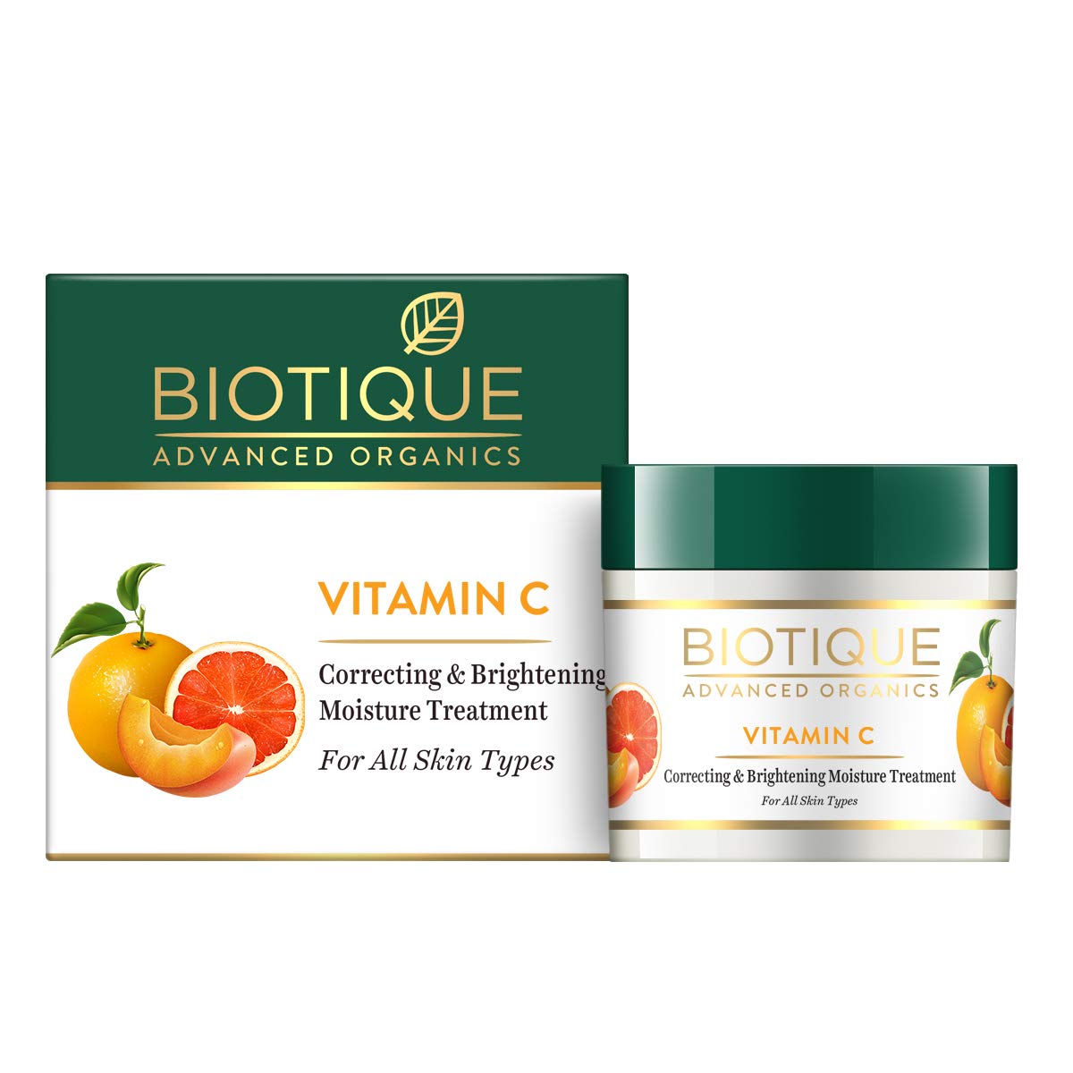 Biotique Крем для лица с витамином С | Корректирующий и осветляющий увлажнитель | Увлажняет, выравнивает тон и оживляет кожу | Для всех типов кожи | 50 г blue
