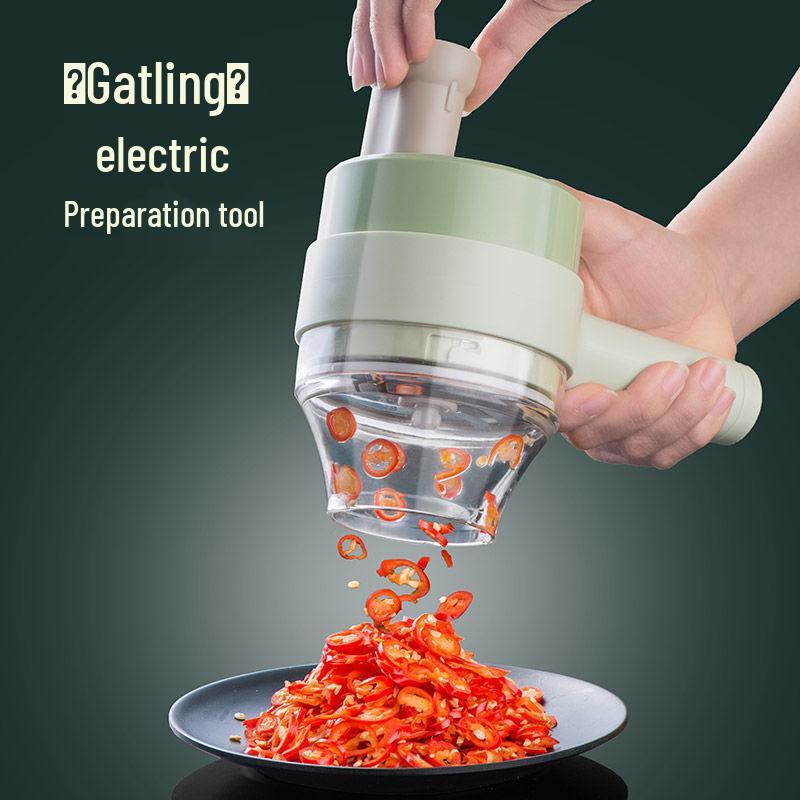 Автоматическая беспроводная овощерезка и чеснокодавка Kuker Gatling. gray Pickerr