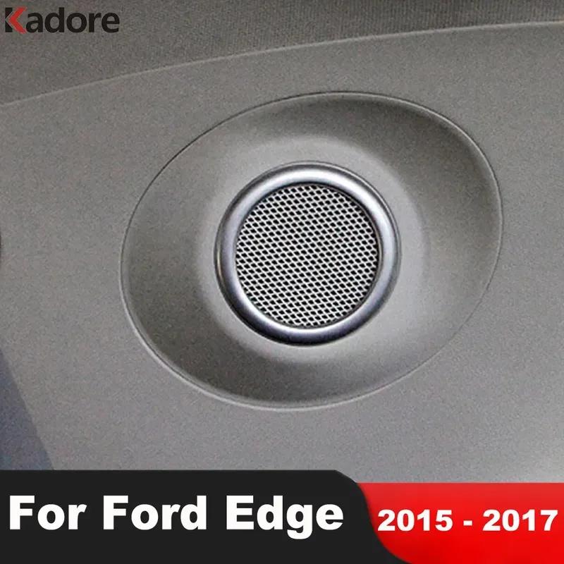Car Rear Pillar Audio Stereo Speaker Cover Trim For Ford Edge 2015 2016 2017 Matte Loudspeaker Frame Trims Interior Accessories gray uto Elite