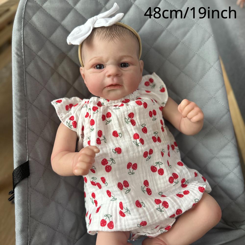 BZDOLL 48СМ Кукла Реборн с кожей, расписанной 3D-красками, 19 дюймов Мягкий винил Новорожденная девочка Бебе Как настоящий мальчик и девочка Подарок на день рождения cloth body doll white BZDOLL Reborn