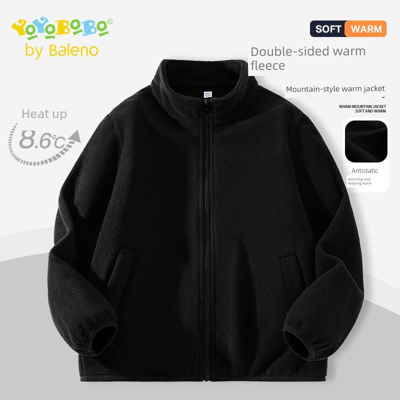 Baleno Kids Boys  Jacket Autumn and Winter Fleece Top for Children, Girls  Winter School Uniform Layering Essential Black#Solid Color 120 black TAOMall