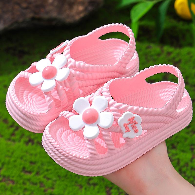 Сандалии для девочек Princess Shoes EVA Anti Slip Soft Bottom Детские сандалии для дома с цветочным принтом для маленьких девочек 24-25 розовый PenGo Studio