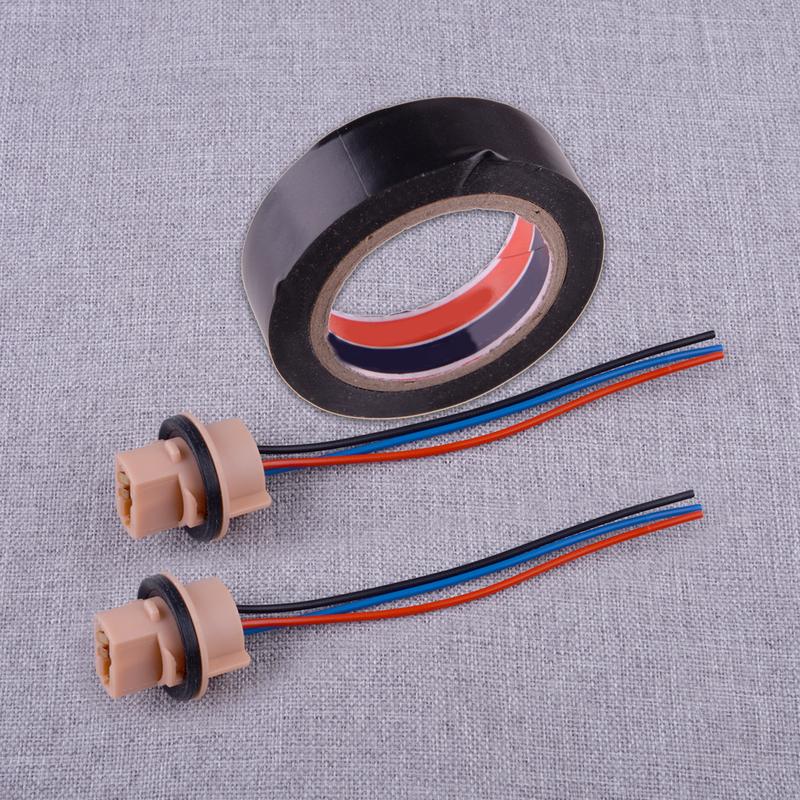 2pcs Front Turn Signal Light Lamp Socket Bulb Pigtail Connector Harness with ulation Tape Fit for Nissan 7443R 7444NA 990 991 black 2afahf