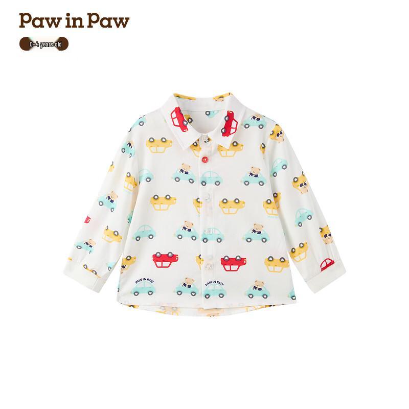 Рубашка для мальчика PawinPaw с мультяшным медведем, принт по всей поверхности, с воротником 100 white JDST online