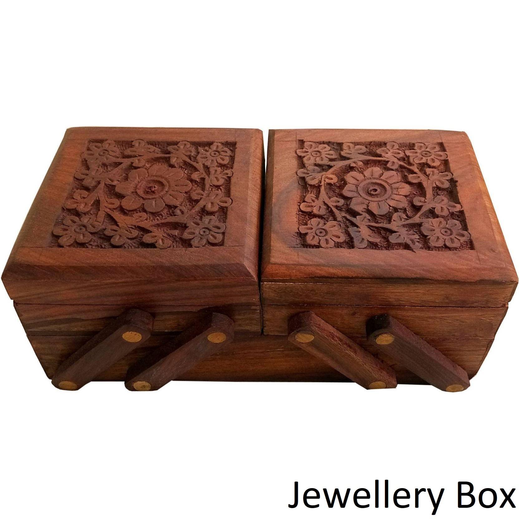 Шкатулка для украшений ручной работы 5 Косметичка  (коричневый) brown Navya Handicraft