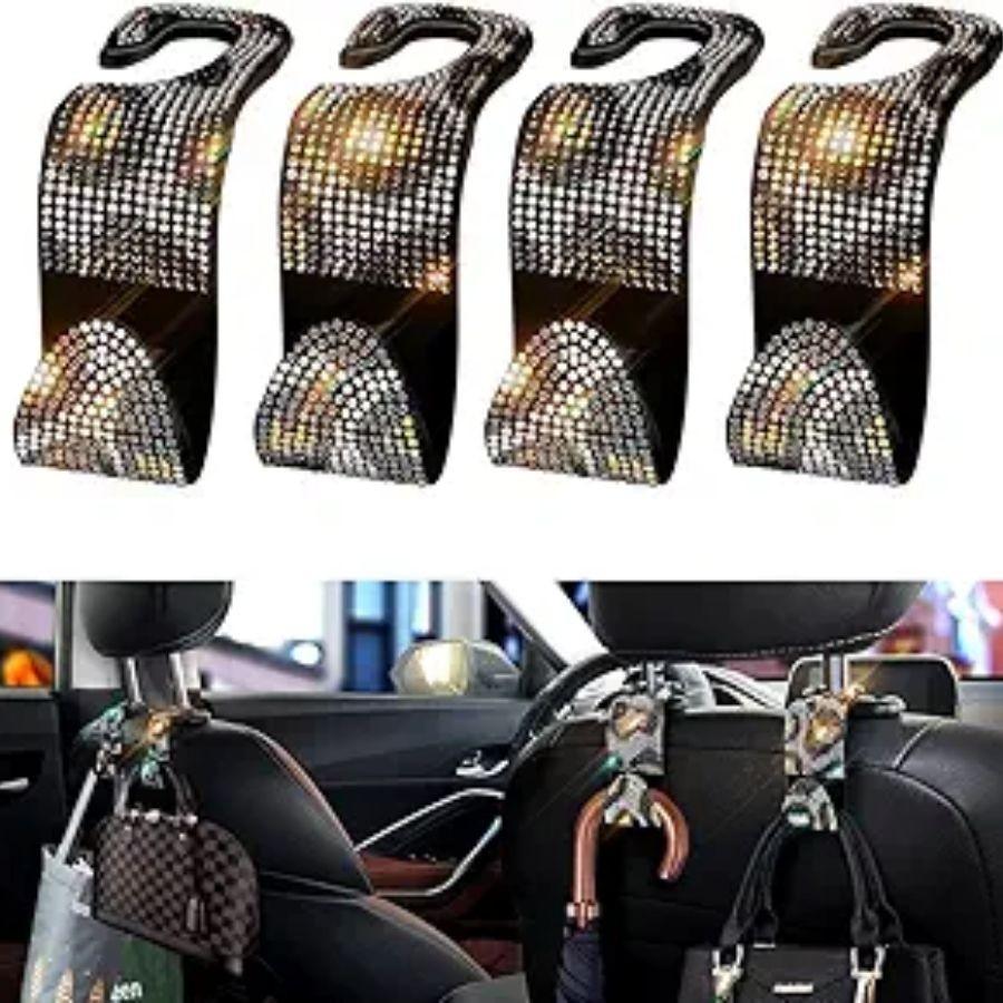 4 Pcs Car Seat Hooks for Purses and Bags, Headrest Hooks with Car Accessories gray hsdhs